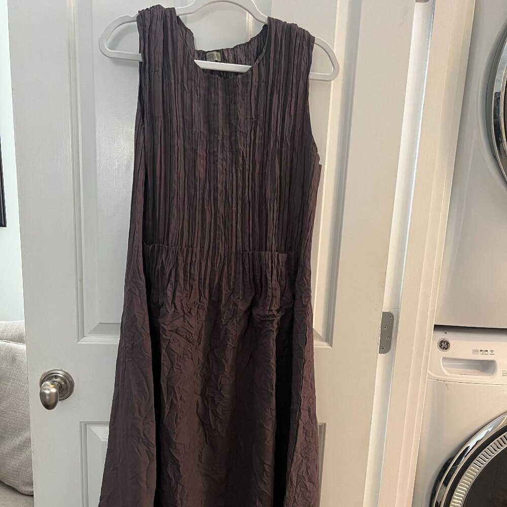 Bella Tu Floral Beaded Dress Mini Short Sleeve Lined Blue Green Resort Medium